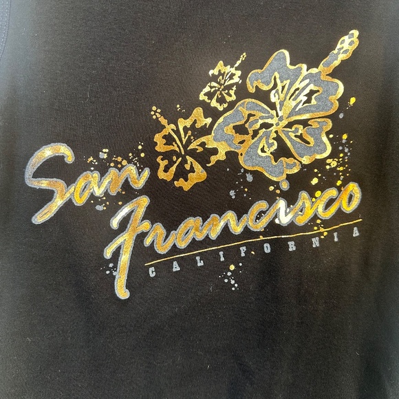 Vintage Black & Gold Ribbed San Francisco California Graphic Tank Top Sz M/L - Picture 2 of 4